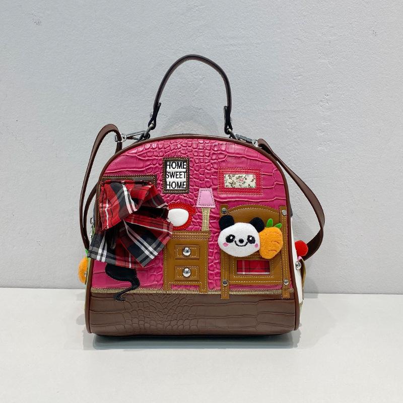 Bag Niche Design Women'S Bag Cartoon Embroidery Contrasting Color Handbag Women'S Creative Shoulder Messenger Bag Small Bag