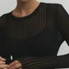 GMXIA Cut-out Knit Sweater Spring and Summer Sexy Slim Wool Round Neck Long-sleeved Thin Pit-stripe Knit Sweater