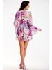 Mini dress with a wrap neckline, kimono, purple floral pattern S