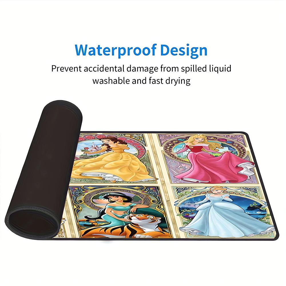 Disney Princesses Art Large Gaming Mouse Pad Nonslip Rubber Base Waterproof Desk Mat For Office Pc Laptop
