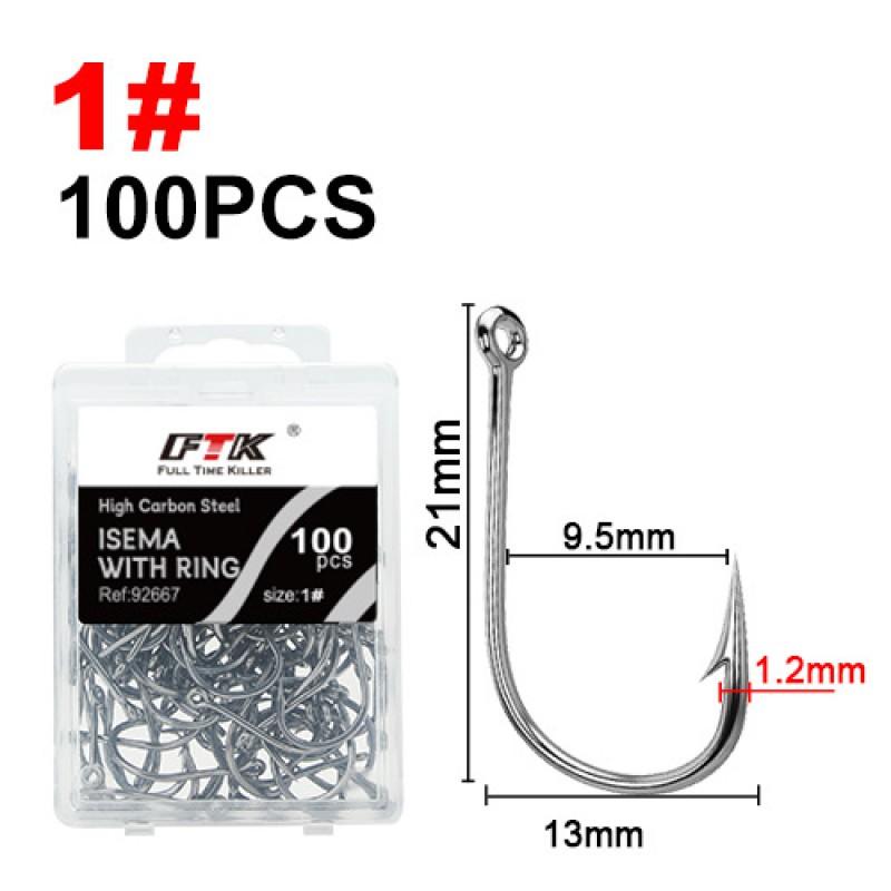 FTK Tube-Set Iseama Hooks 100pcs Boxed Saltwater Fishing With Barbs Long Cast Trolling