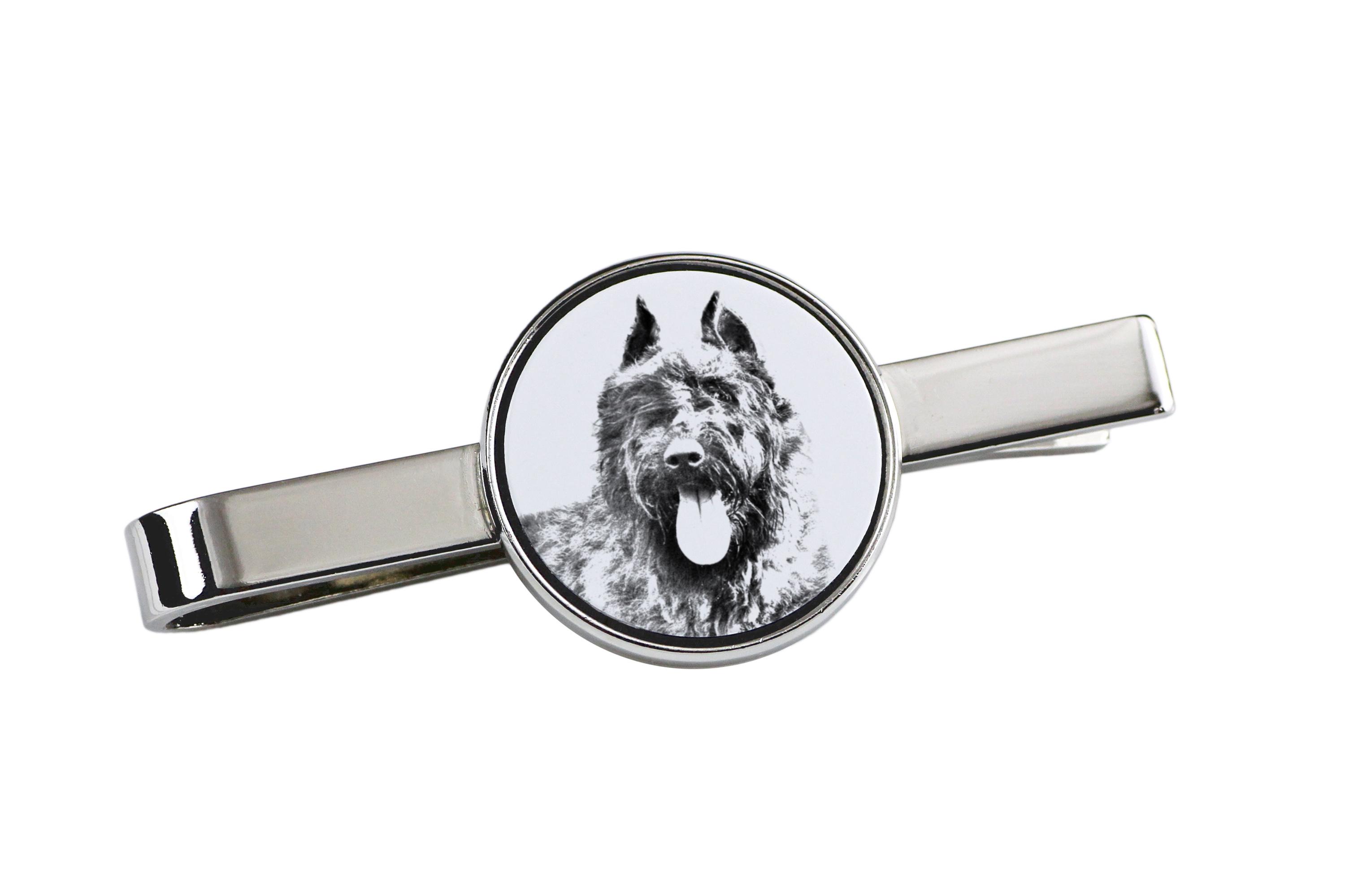 

Bouvier des Flandres, Flanders Cattle Dog - tie clip with a dog, personalized tie clip, a unique gift for a man from the Art-Dog brand срібний