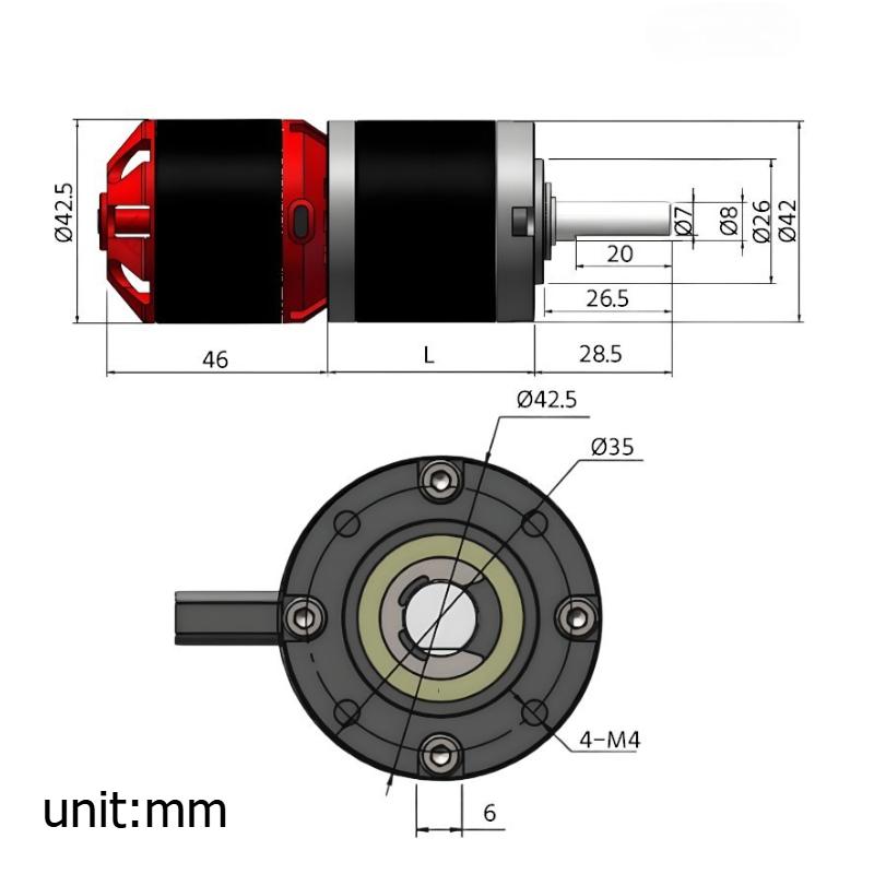 42-4250 Planeten-Bürstenlos-Motor Hohe Leistung Photovoltaik-Panel-Reinigungsmaschine Ausrüstung Gleichstrom-Getriebemotor Motor