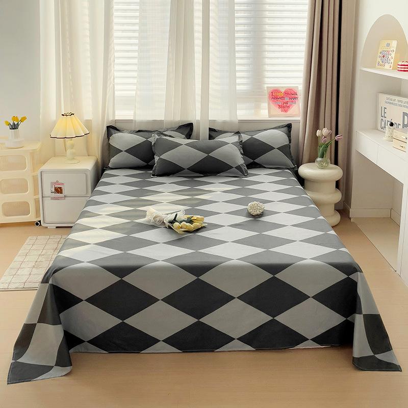 Ins Einzelprodukt einfache gewaschene Baumwolle Einzelstück Bettlaken hautfreundliches Schleifen Studentenwohnheim Einzeldecke dreiteiliges Set Großhandel