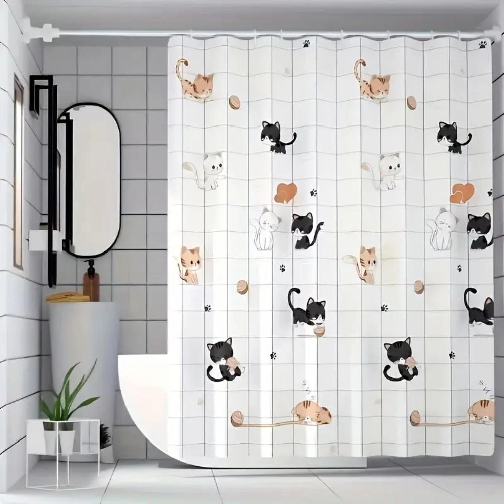 Bathroom Shower Curtain Waterproof Bathtub Bathing Curtains Easy Clean And Wipe Peva Shower Curtains Bathtub Curtain With Hooks