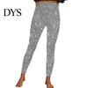 Shimmering Skinny Trousers Women Pencil High Waist Glitter Long Pants Shimmery Elastic Fabric Sequin Leggings Daily Wear Fine Design