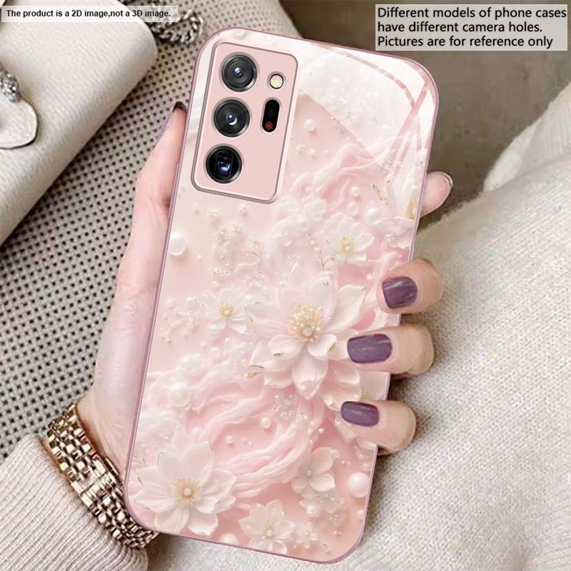 

Beautiful white flowers For Samsung A01 02 A03 Core 04 05 06 10 12 A13 14 5G 15 16 M02 12 Note 8 9 10 20 glass Ultra phone case Galaxy Note9