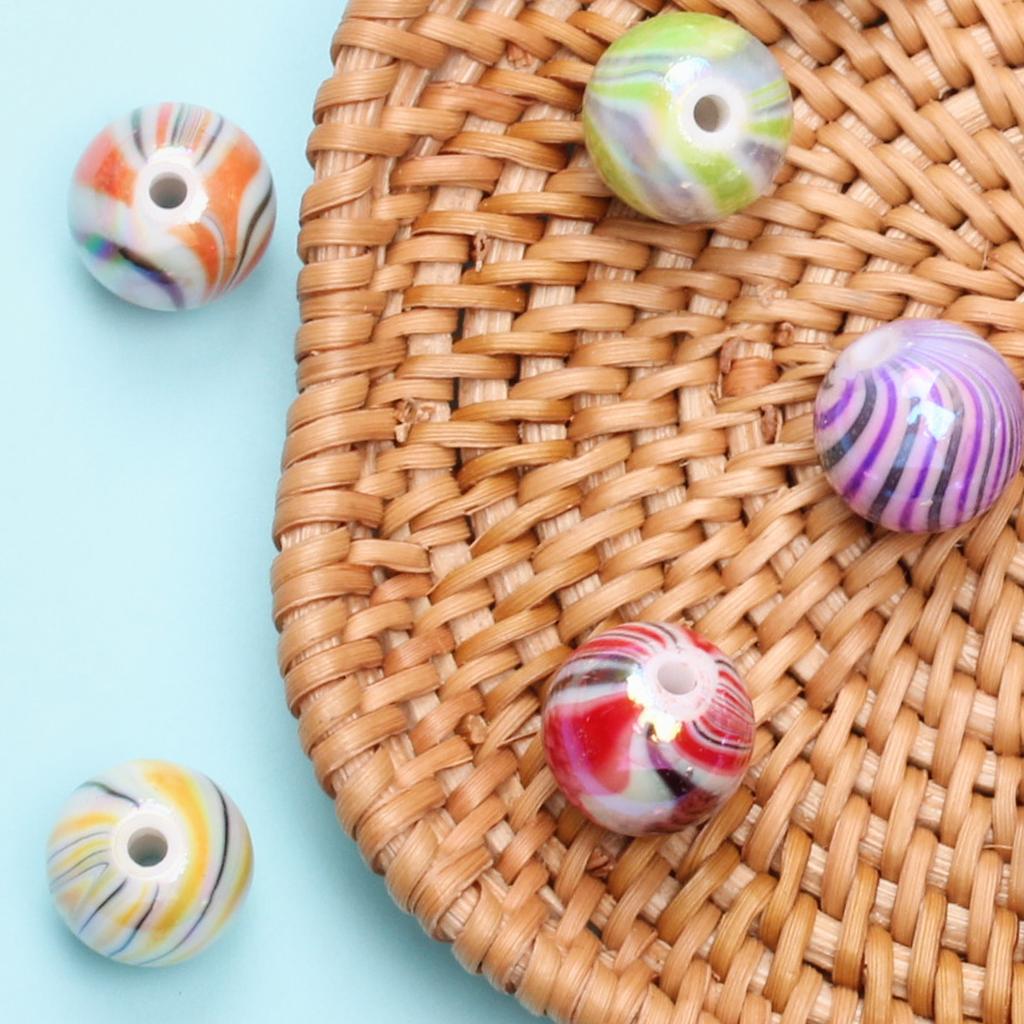 10/12/14mm 20/10/5Stk Acryl Lose Gemischtfarbene Perlen Für DIY Anhänger Halskette Armband Schmuckherstellung Streifen AB Zubehör