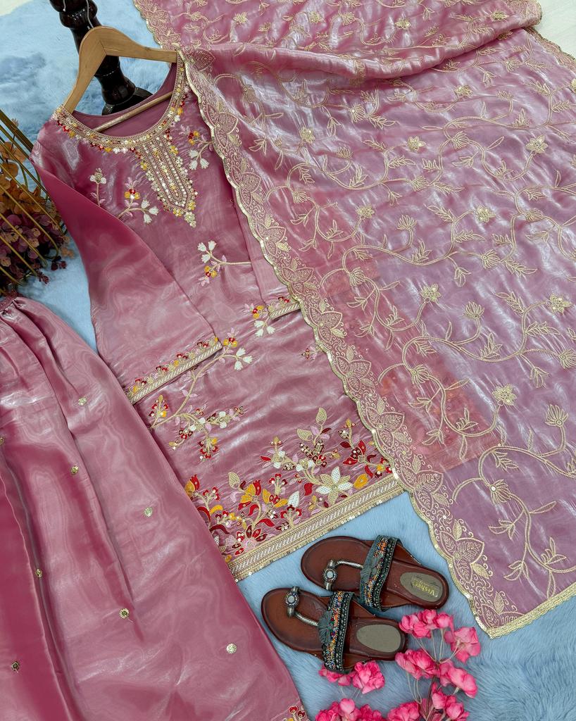 Women Designer Salwar Suit Indian Bollywood Pur Gmy Silk Palazzo Salwar Kameez Set