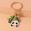 Cute Enamel Panda Keychain Bamboo Keyring Pendants for Key Holder Women Girls Handbag Accessories DIY Kid's Jewelry Gifts