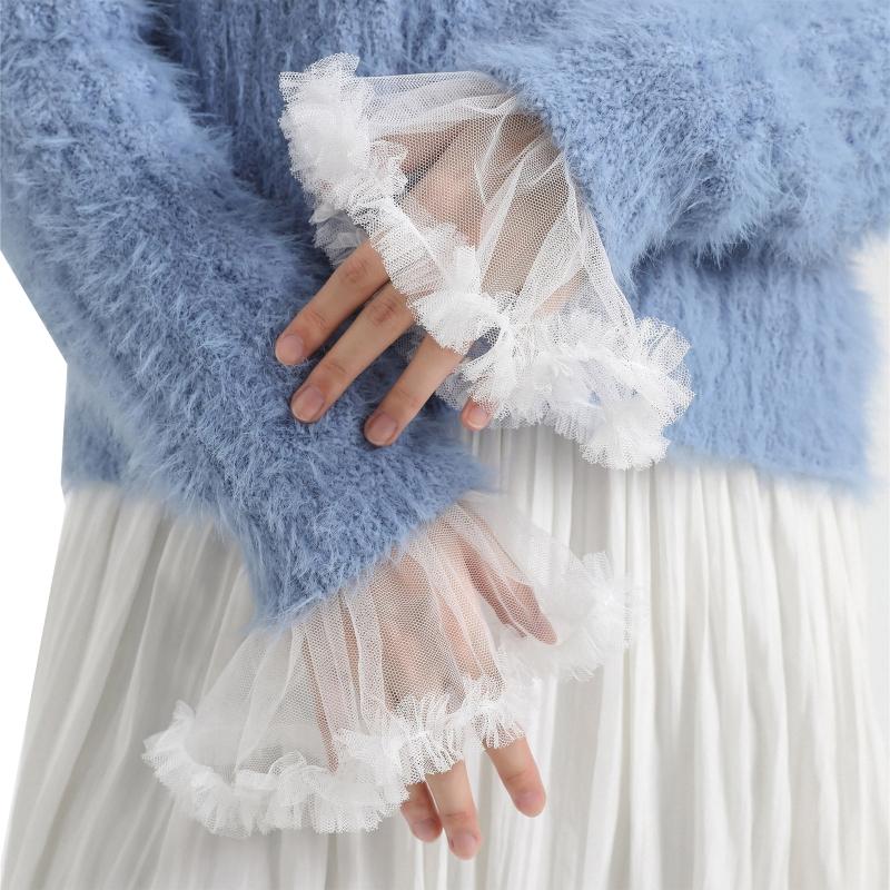 

Decorated Cuff Fake Sleeves for Wedding Wild Sweater Decorative Sleeves Flounces Wrist Sleeves Pleated Wrist Accessory 1