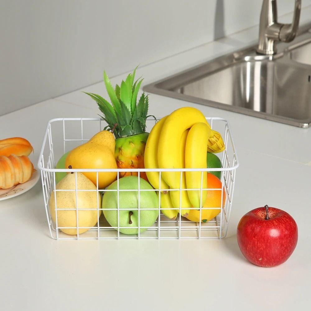 Hollow Iron Wired Basket Large Capacity Fruit Vegetable Snacks Holder  for Bathroom