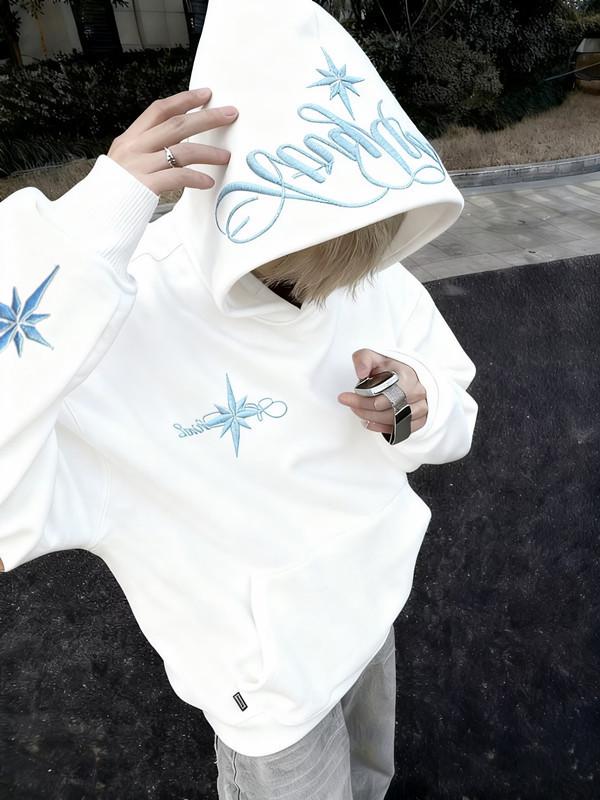 Polaris Embroidered Hooded Sweatshirt - Unisex Trendy Fleece Hoodie 2XL