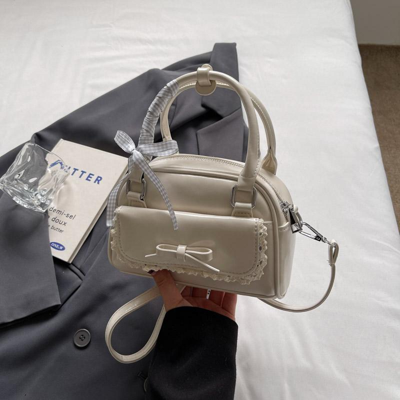 Vintage kabelka přes rameno - Dámská kabelka s mašlí, Korejský streetwear, Ležérní crossbody kabelka, Trendy cestovní taška,