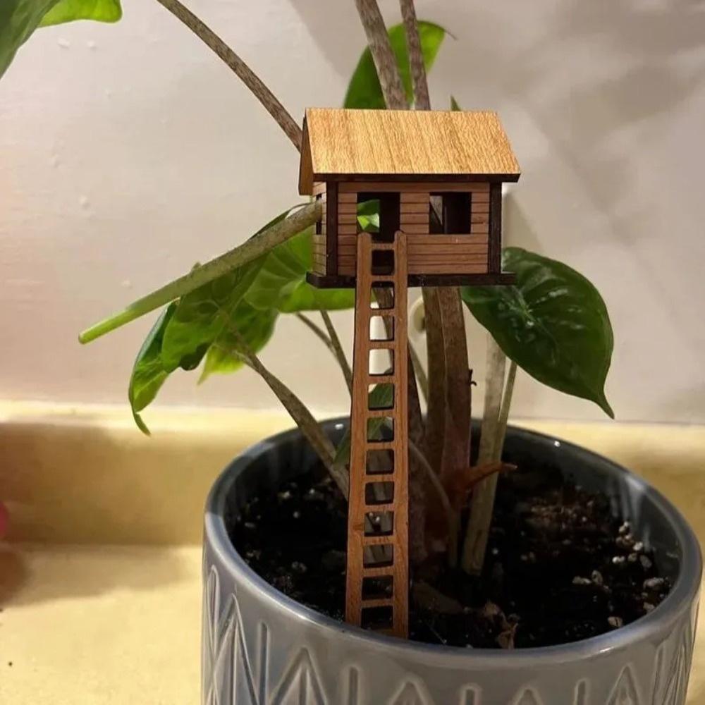 

1pc Plant Mini Treehouse Planting Mini Treehouse Wooden Craft Flower Pot Accessory Suitable for Gifts for Friends, Family and Couples
