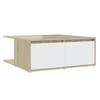 Coffee Table In White and Sonoma Oak 80 X 80 X 31 Cm Engineered Wood