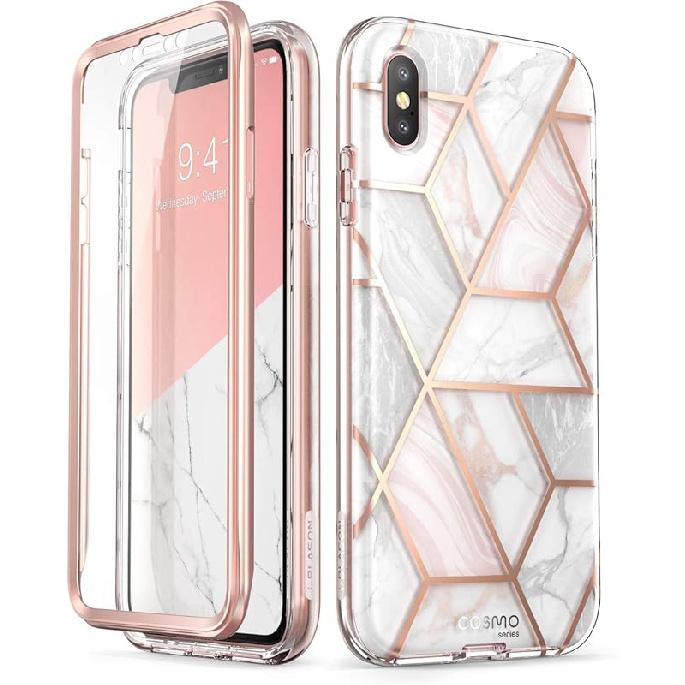 i-Blason Cosmo Full-Body Case for iPhone Xs/ iPhone X Case 2018 Release, Marble, 5.8 Case
