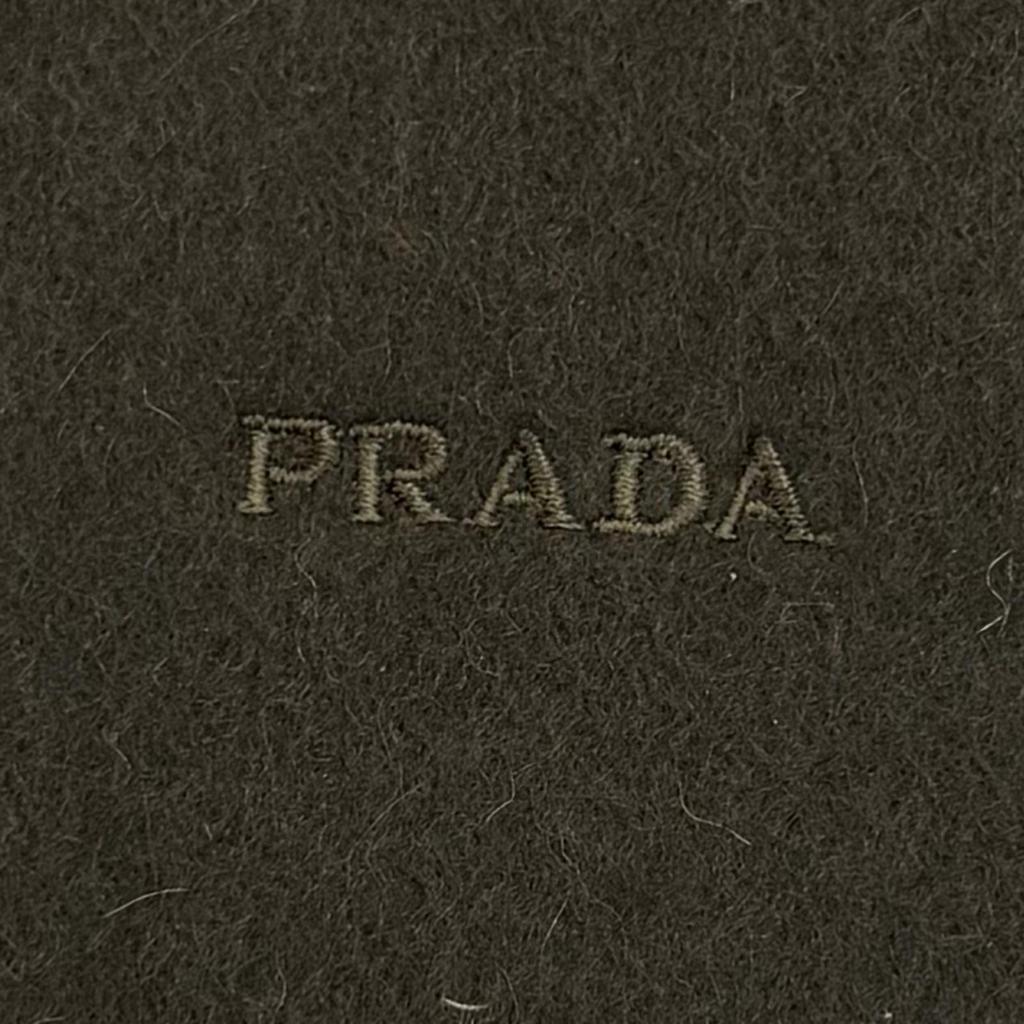 Great PRADA Scarf Plain fabric with embroidered logo and fringe. Dark brown wool Used