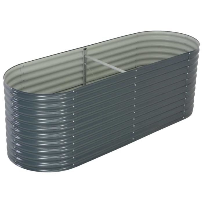 Jardinière - vidaXL - 240x80x81 cm - Acier galvanisé - Gris - Rectangulaire