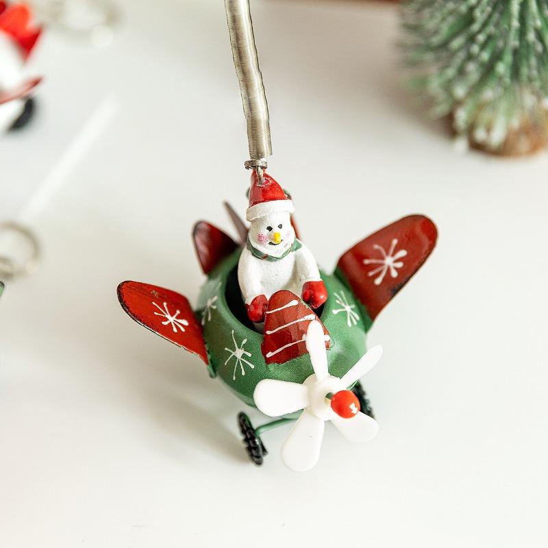 Christmas snowman old man elk plane wrought iron pendant hanging home desktop small ornament Christmas tree pendant
