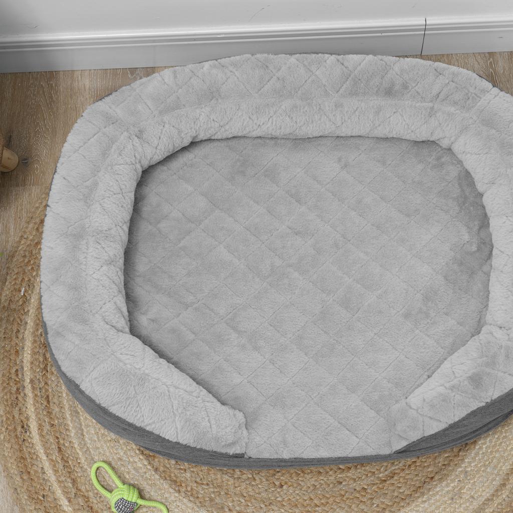 Dog Bed for Dogs Up to 25 kg, Removable Cover, Non-Slip Feet, 90 x 78 x 25 cm, Gray