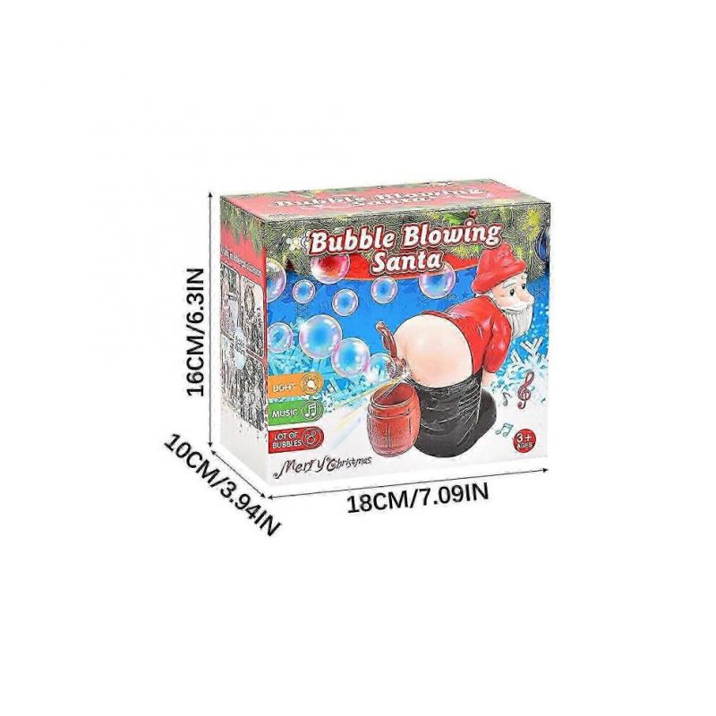 Christmas Automatic Bubble Machine with Lights Music Funny Santa Claus Bubble Toys 60ml Bubble Solution