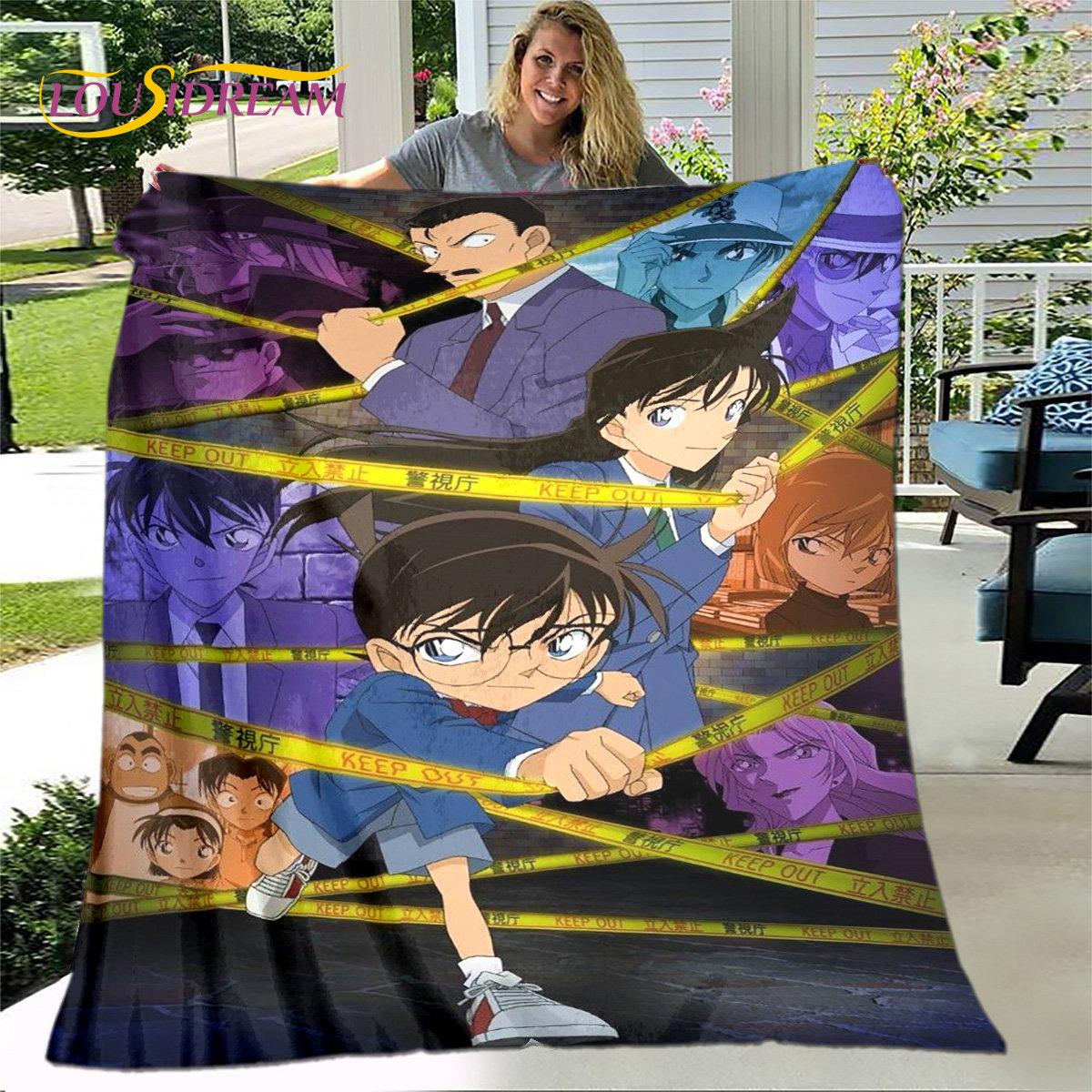 

Мягкое плюшевое одеяло с рисунком «Детектив Конан», фланелевое одеяло для гостиной, спальни, кровати, дивана, чехол для пикника, 3D 30x40in