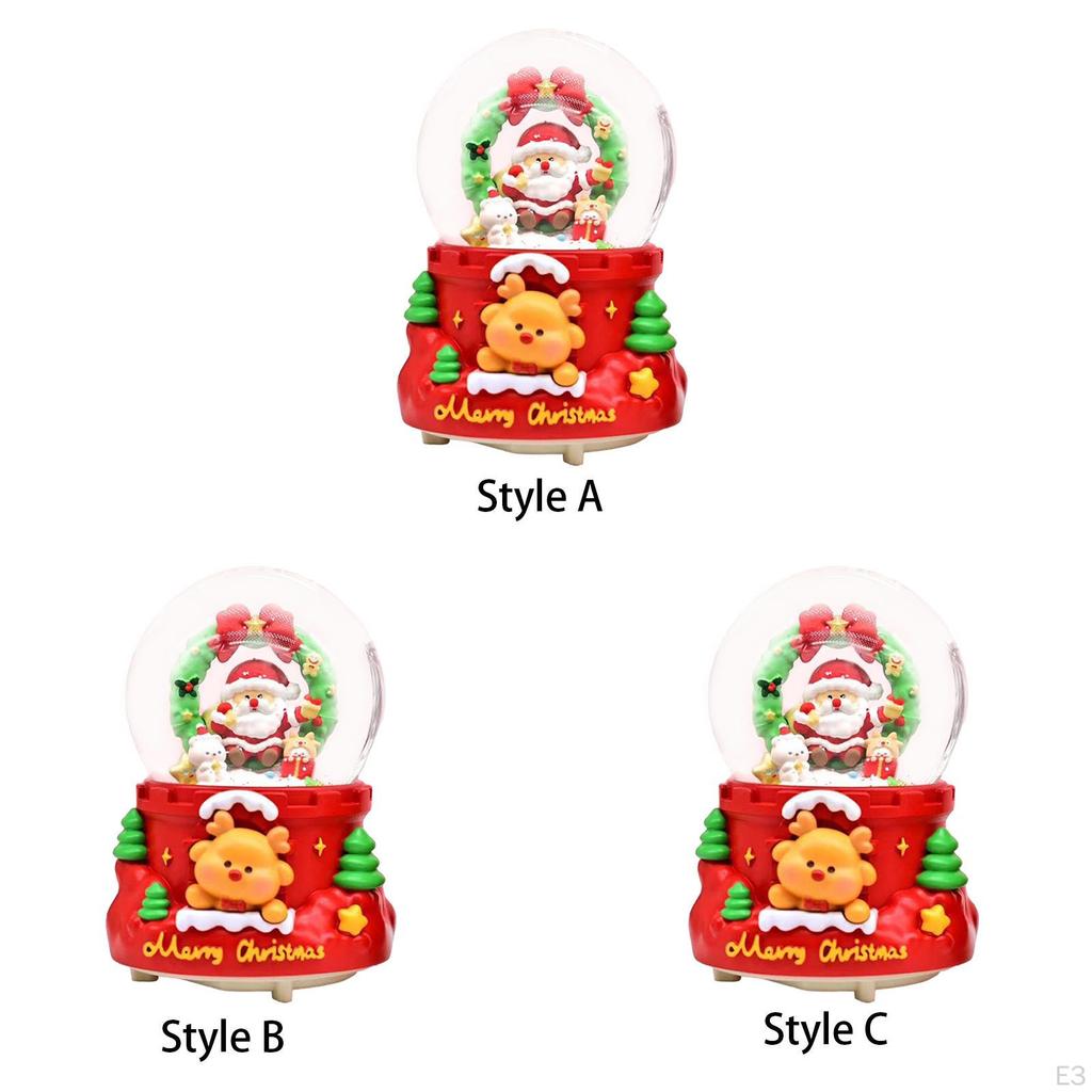 Christmas Snow Globe Music Box Lights Led Musical Gift Santa Claus Interior Lighted for