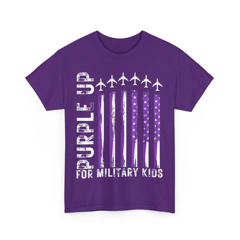 

Military Child Month Shirt, Purple Up For Military Kids Flag T-shirt 3XL