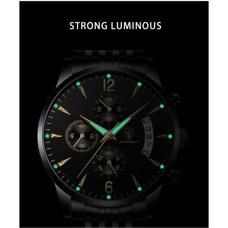 Watch POEDAGAR New Fashion Men Watch Waterproof Luminous Date Sports Watches Luxury Quartz Wristwatch Luxuri Male Clock +Box
