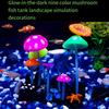 1PC Fish Tank Aquarium Landscaping Luminous Silicone Simulation Mushroom Aquatic Plant Lotus Leaf Rockery Decoration