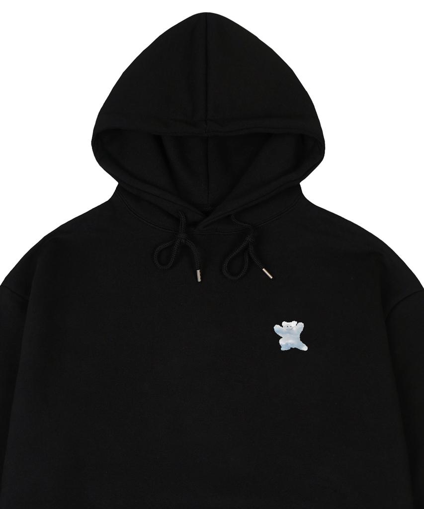 [Unisex] Small Cloud Bear Smile Hoodie_Black
