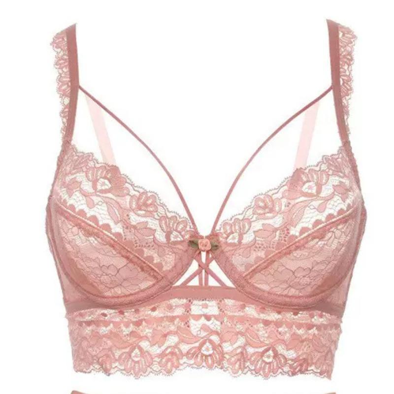 French Style Lace Push-Up Bra With Thin Straps