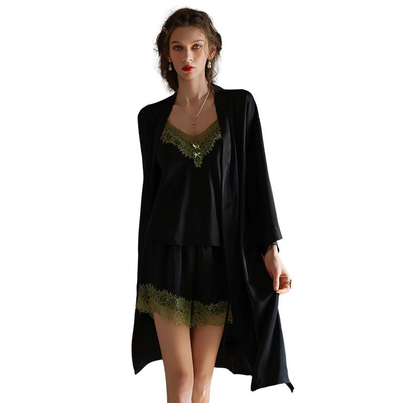 Women’s Luxury Summer Ice Silk Pajama Set Sexy Pure Style V-Neck Camisole Top and Shorts Lightweight Loungewear