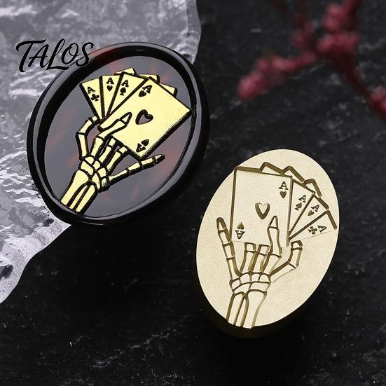 Suprimentos para Selagem com Cera Cabeça de Carimbo Gótico, Carimbo de Latão com Padrão de Caveira e Morcego Retrô, Estilo Punk para Decoração de Cartas Vintage