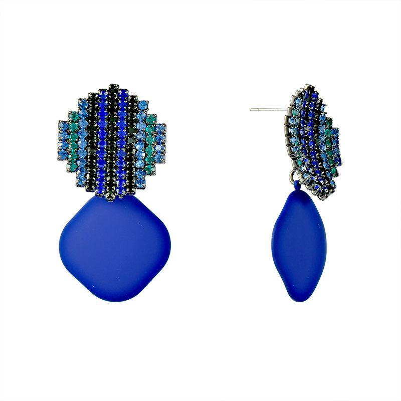 Autumn/Winter Geometric Diamond Color Block Earrings - Luxury Women's Fashion Jewelry
