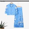 ZANZEA Women 3/4 Sleeve Blouse and Sheath Skirts Floral Print Elegant Two Piece Suit Sets