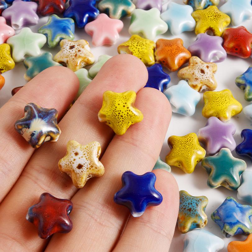 10/20/50pcs Colorful Ceramic Charm Loose Beads 3D Pumpkin Hearts Star Halo Dyeing Beading For DIY Necklace Bracelet Accessories