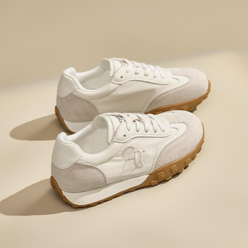 Augusteng Platform German Training Shoes Women's 2025 Summer New Academic Style Flat Bottom Sports and Leisure Women's White Shoes