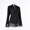 New Autumn And Winter High-End Slim-Fit Lace Patchwork Blazer With A Stylish And Sophisticated Design