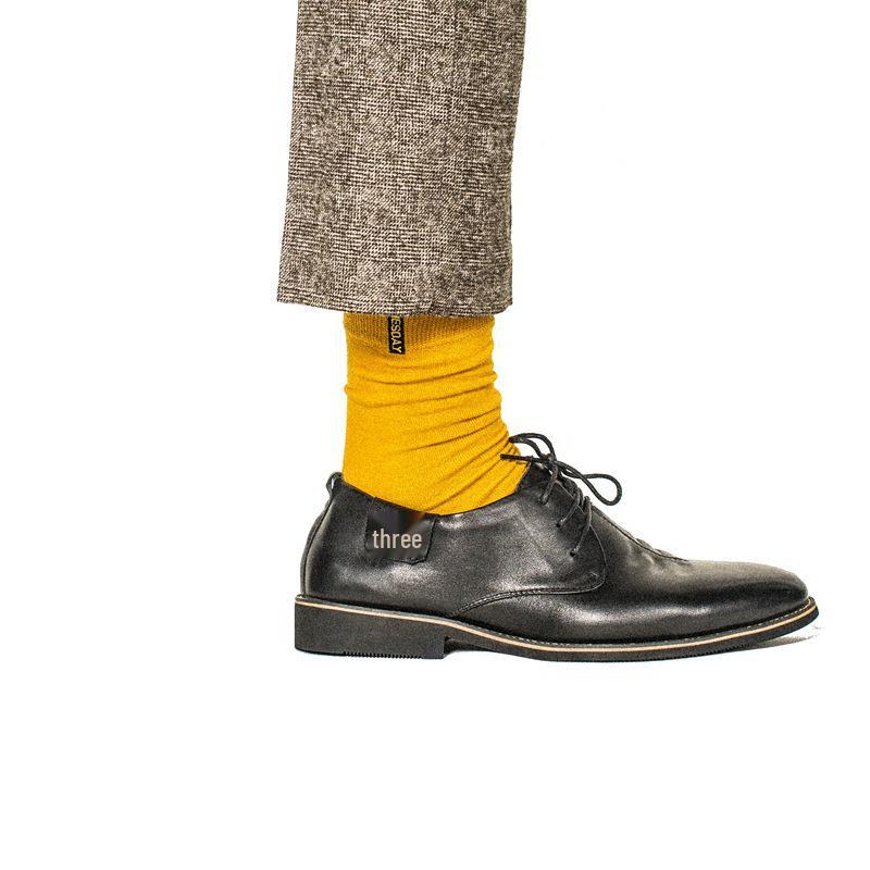 

Men s Solid Color Embroidered Pure Cotton Mid-Calf Socks - Trendy British Gentleman Style, Plus Size Available One Size
