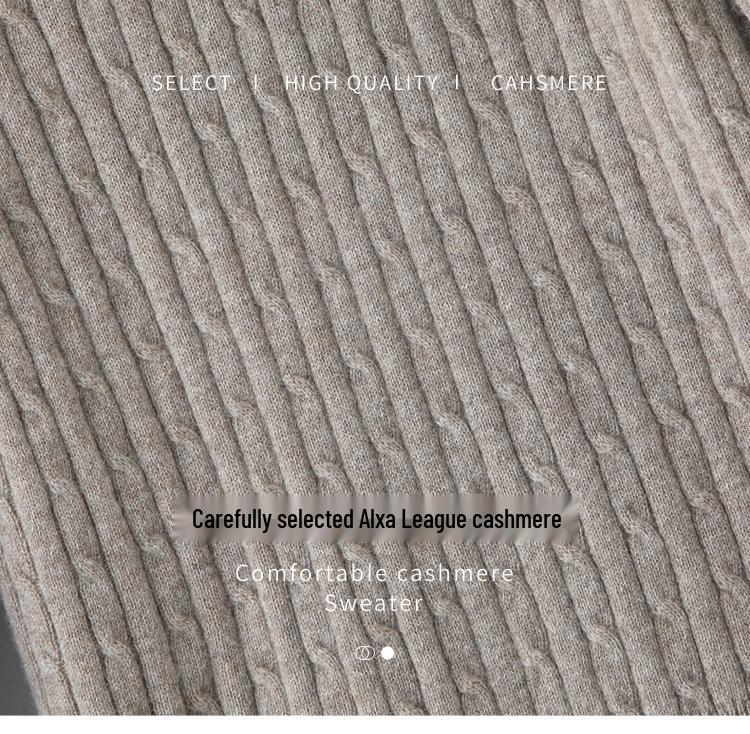 2024 Autumn/Winter Women's Cable Knit Cashmere Hoodie: Loose-Fit Fashion Pullover