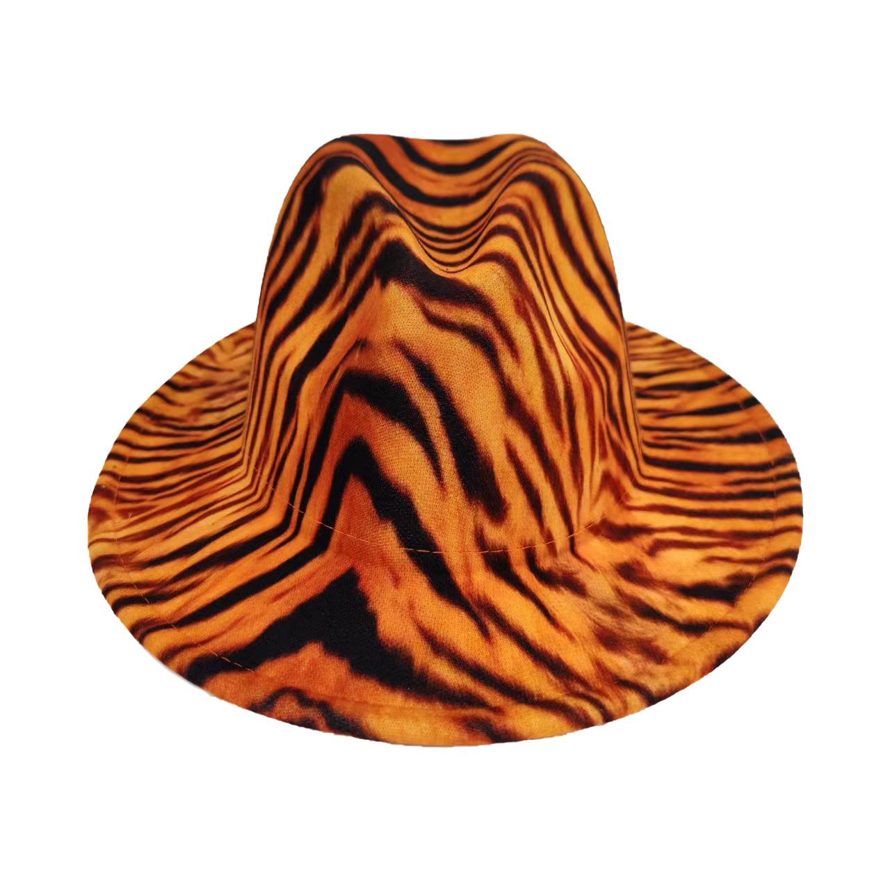

British Retro Woolen Top Hat Men S And Women S Fashion Animal Striped Felt Hat Four Seasons Simple Big Brim Jazz Hat M（56-58cm）