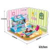 194 Stück Aufklärungsbausteine ​​4801 Mädchenhaus, zusammenbauen, Schlafzimmer, Küche, Wohnzimmer, zusammenbauen, Modell, Puppenhaus, Geschenke
