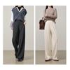 Women's Loose Fit Acetate Wool Straight-Leg Casual Pants