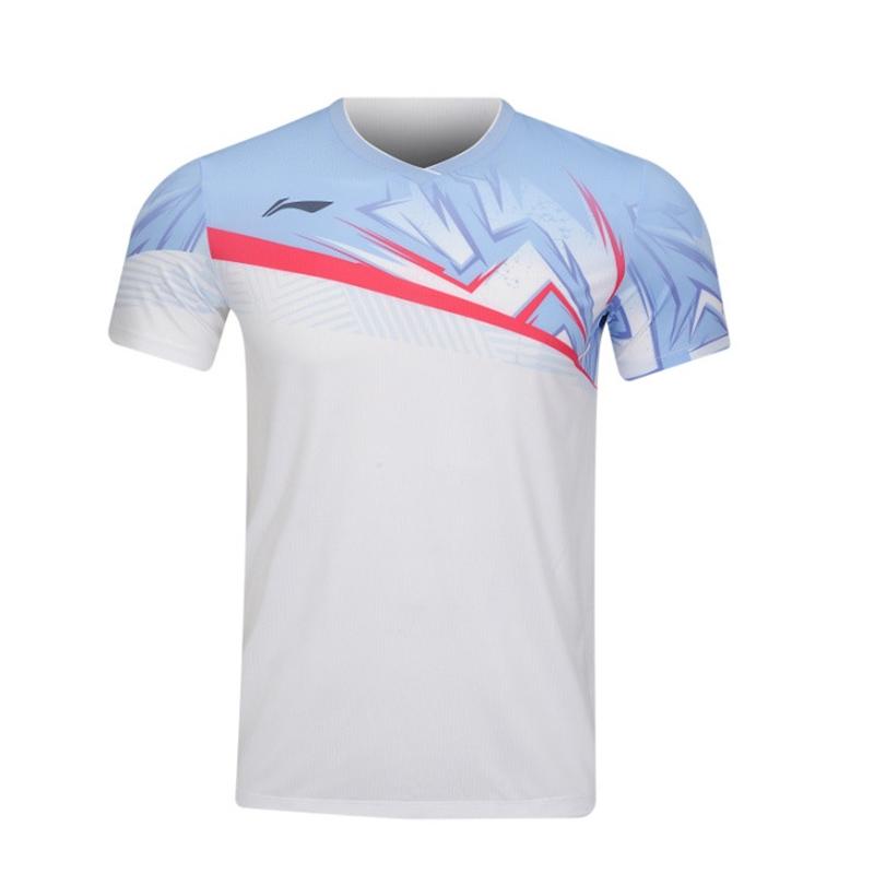 Li-Ning Summer Quick-Dry Comfortable Fashion Badminton Shirt Men Tops White AAYV023-2