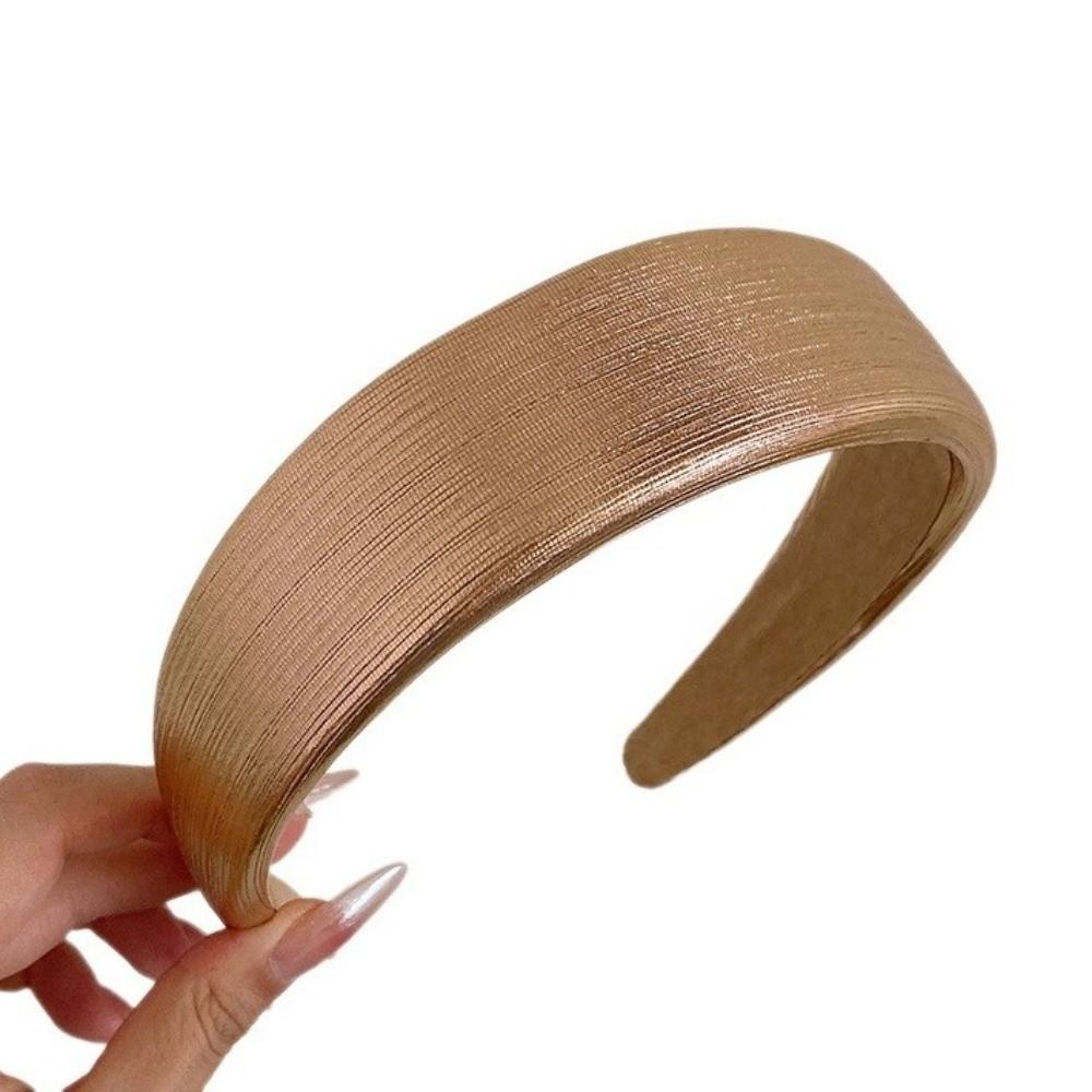 Shiny Gold Hair Hoop Wide Retro Headwear Fashion Leather Hairbands  Hair Accessories