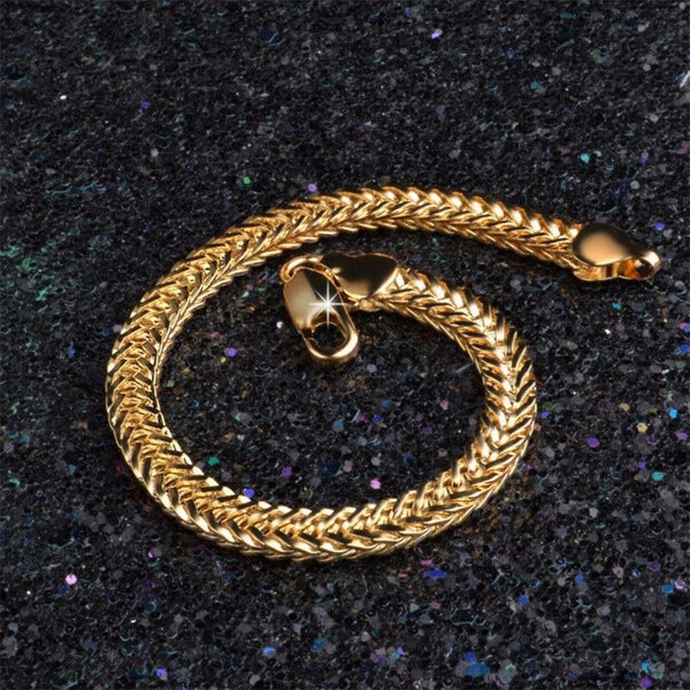 18K 21cm Bracelet Gold Gp Gold Gold Chain Boyfriend Men's Unique Gold Chain Chain Bracelet