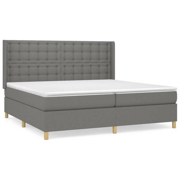 Maison Exclusive - Sommier à lattes de lit avec matelas Gris foncé 200x200cm Tissu