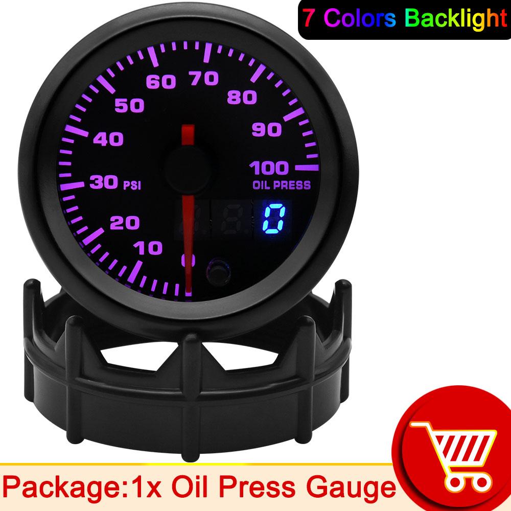 AD 52mm Boost Gauge 7 Colors LED Dual Display Water Temp Oil Temp Oil Pressure Voltmeter Air Fuel Ratio EGT Tachometer Car Gauge